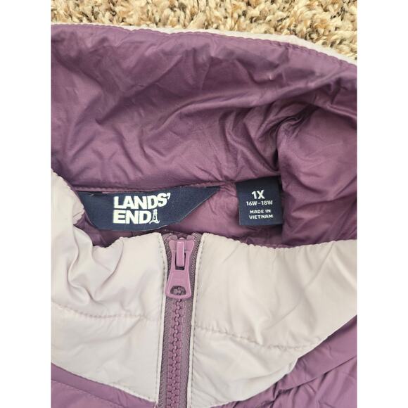 Lands' End Colorblock Down Puffer Vest 1X Purple Lightweight Warm Cozy Gorpcore - Picture 6 of 9